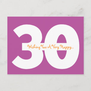 Happy 30th Birthday Milestone Postcards in purple