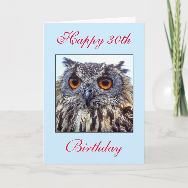 Happy 30th Birthday Owl Card (Front)