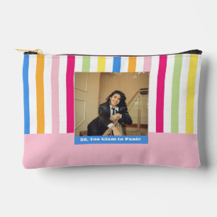 Happy 30th birthday photo stripes colourful modern accessory pouch