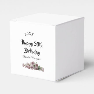 Happy 30th birthday pink white mauve floral name y favour box