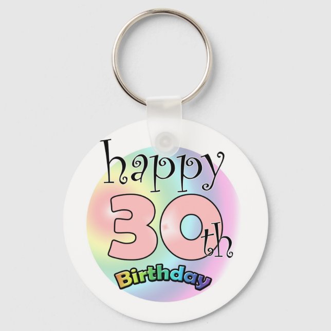 Happy 30th Birthday (roze) Key Ring (Front)