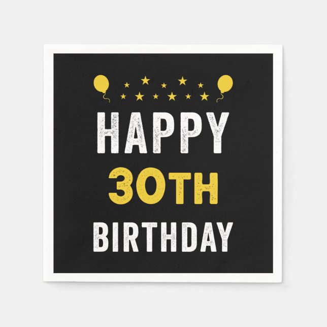 Happy 30th Birthday Tricenarian Celebration Party Napkin (Front)