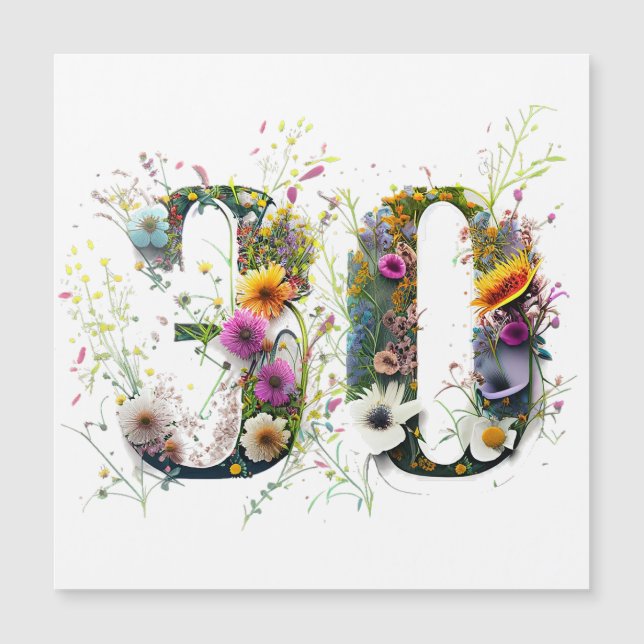 Happy 30th Birthday Wildflowers and birds (Front)