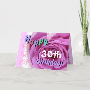 HAPPY 30th BIRTHDAY with Pink Rose Heart Card