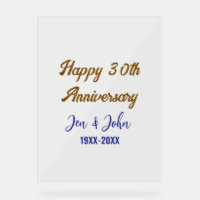 Happy 30th wedding anniversary royal blue golden s