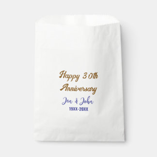 Happy 30th wedding anniversary royal blue golden s favour bags
