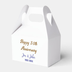 Happy 30th wedding anniversary royal blue golden s favour box