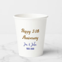 Happy 30th wedding anniversary royal blue golden s