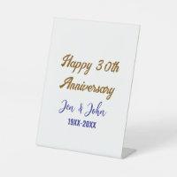 Happy 30th wedding anniversary royal blue golden s