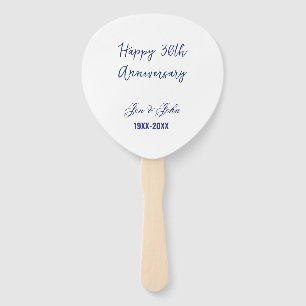 Happy 30th wedding anniversary royal blue trendy m hand fan