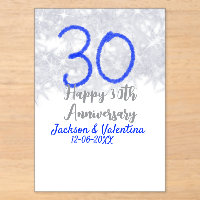 Happy 30th wedding anniversary silver blue glitter