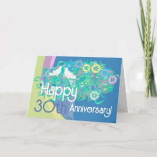 Happy 30th White Doves Anniversary Card