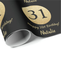 Happy 31st Birthday Black and Gold Glitter
