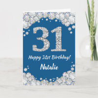 Happy 31st Birthday Blue and Silver Glitter Card