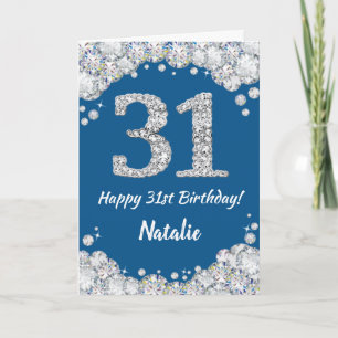 Happy 31st Birthday Blue and Silver Glitter Card