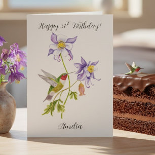 Happy 31st Birthday Columbine with Hummingbird Card