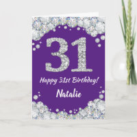 Happy 31st Birthday Purple and Silver Glitter