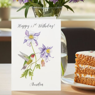 Happy 33rd Birthday Columbine with Hummingbird Card