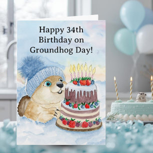 Happy 34th Groundhog Day Birthday Card