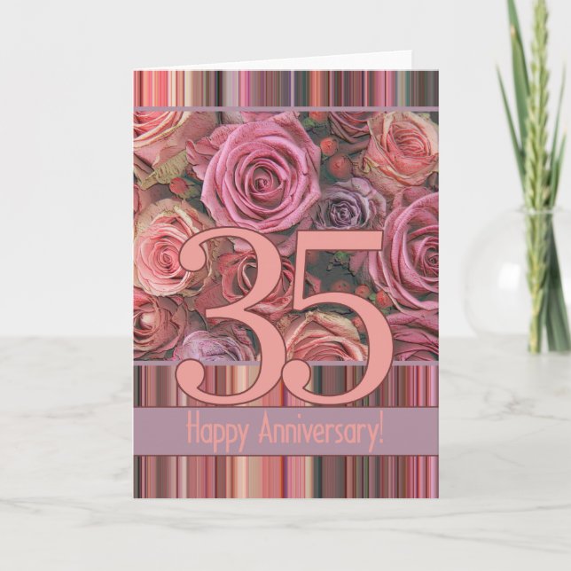 Happy 35th Anniversary roses Card (Front)