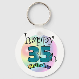 Happy 35th Birthday (blauw) Key Ring