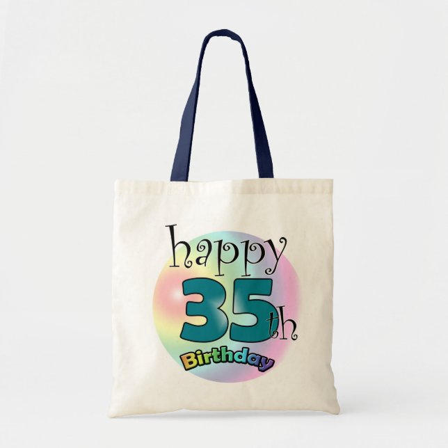 Happy 35th Birthday (blauw) Tote Bag (Front)