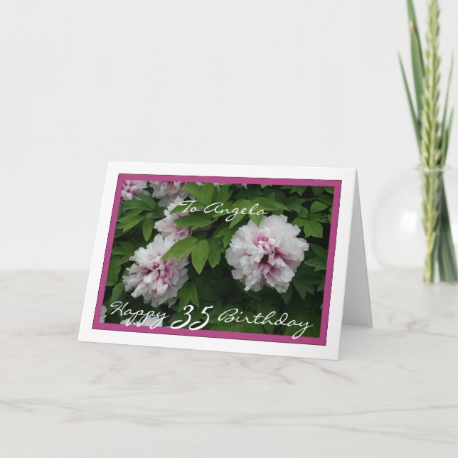 Happy 35th Birthday Customisable w/ Peonies Card (Front)