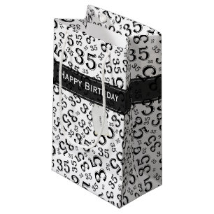 Happy 35th Birthday Number Pattern Black/White Small Gift Bag
