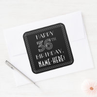 HAPPY 36TH BIRTHDAY; Art Deco Style; Custom Name