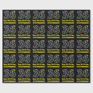 Happy 36th Birthday, Fun Colourful Stars Pattern 3 Wrapping Paper