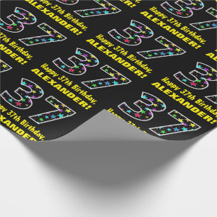 Happy 37th Birthday, Fun Colourful Stars Pattern 3 Wrapping Paper