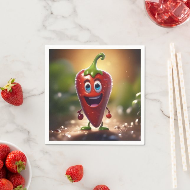 Happy 3D Animated Chili Bean, Napkin (Insitu)