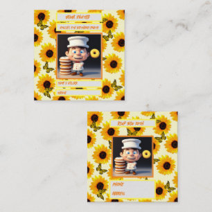 Happy 3D Donut Chef On Yellow Sunflowers, Birthday Card