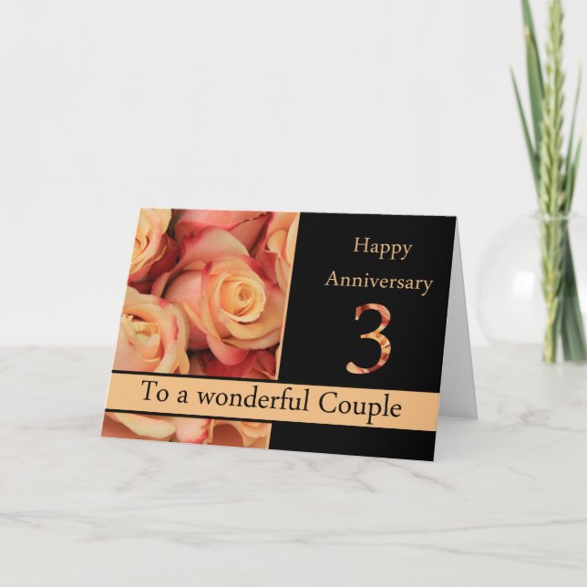 Happy 3rd Anniversary roses Card (Front)