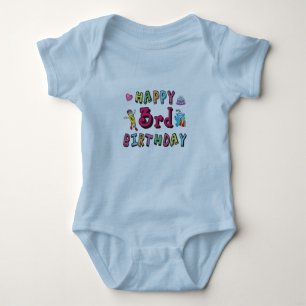 Happy 3rd Birthday 3 year old b-day wishes Baby Bodysuit