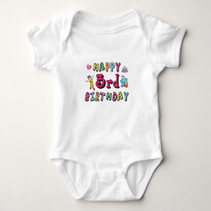 Happy 3rd Birthday 3 year old b-day wishes Baby Bodysuit