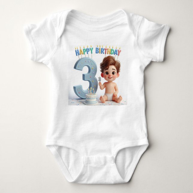Happy 3rd Birthday Baby Bodysuit (Front)