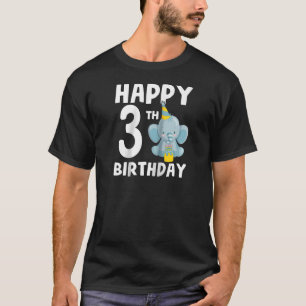 Happy 3rd Birthday Boy Baby Elephant 3 Year Old Fu T-Shirt
