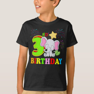 Happy 3rd Birthday Boy Baby Elephant Kid - Three  T-Shirt