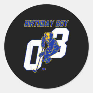 Happy 3rd Birthday Boy Hockey Bison Ice Hockey The Classic Round Sticker
