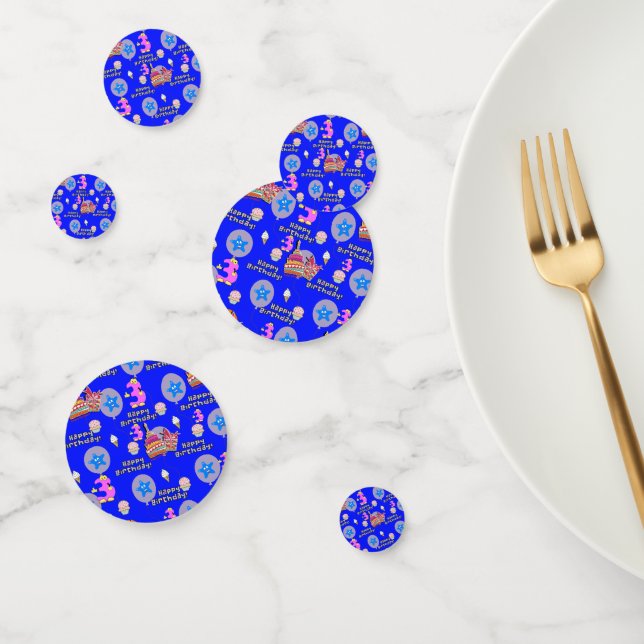 Happy 3rd Birthday Confetti, #3 Blue Confetti (Group)