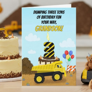 Happy 3rd Birthday Grandson Dump Truck Card