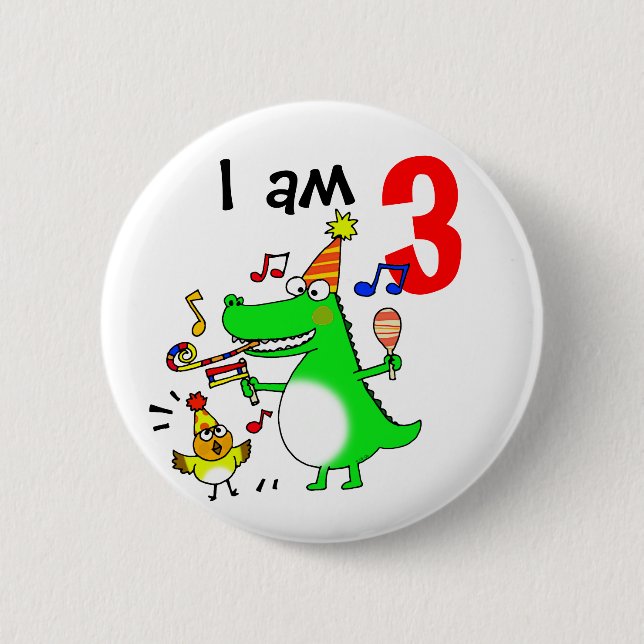 Happy 3rd Birthday ( I am 3 ) 6 Cm Round Badge (Front)