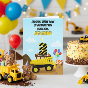 Happy 3rd Birthday Personalise Dump Truck Card