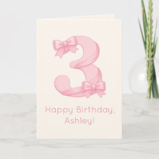 Happy 3rd Birthday Personalised Baby Kids Card