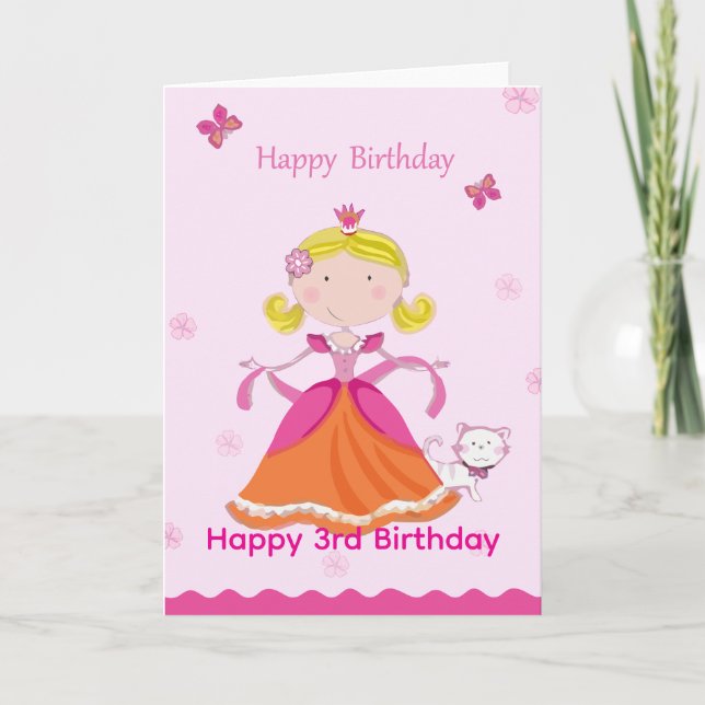 Happy 3rd Birthday Princess Card (Front)