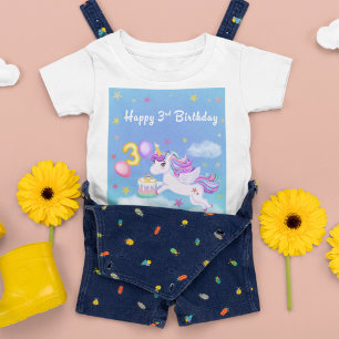 Happy 3rd Birthday Unicorn with Birthday Cake T-Shirt