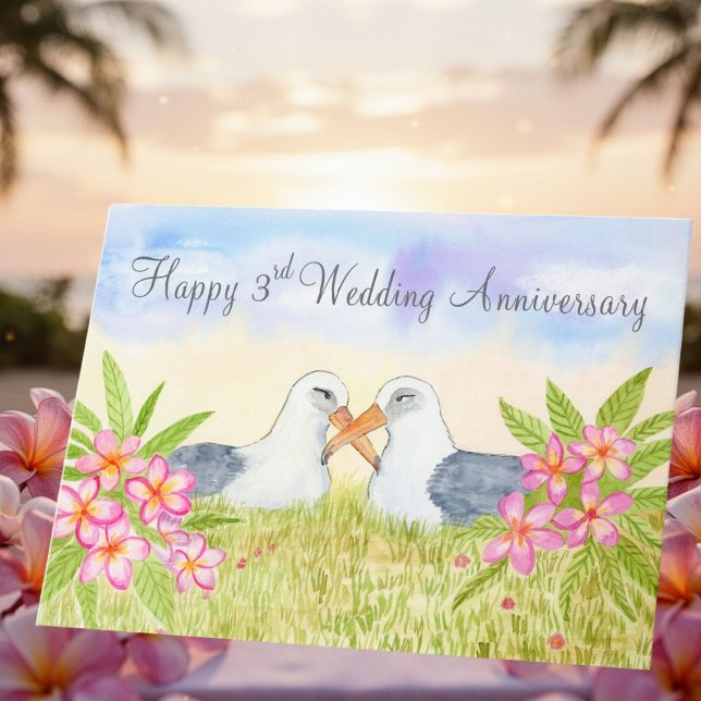 Happy 3rd Wedding Anniversary Laysan Albatross Card (Creator Uploaded)
