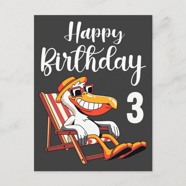 happy 3th birthday  postcard (Front)