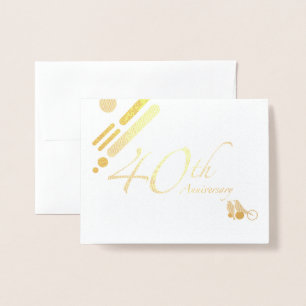 Happy 40th Anniversary Mod Birds Foil Card